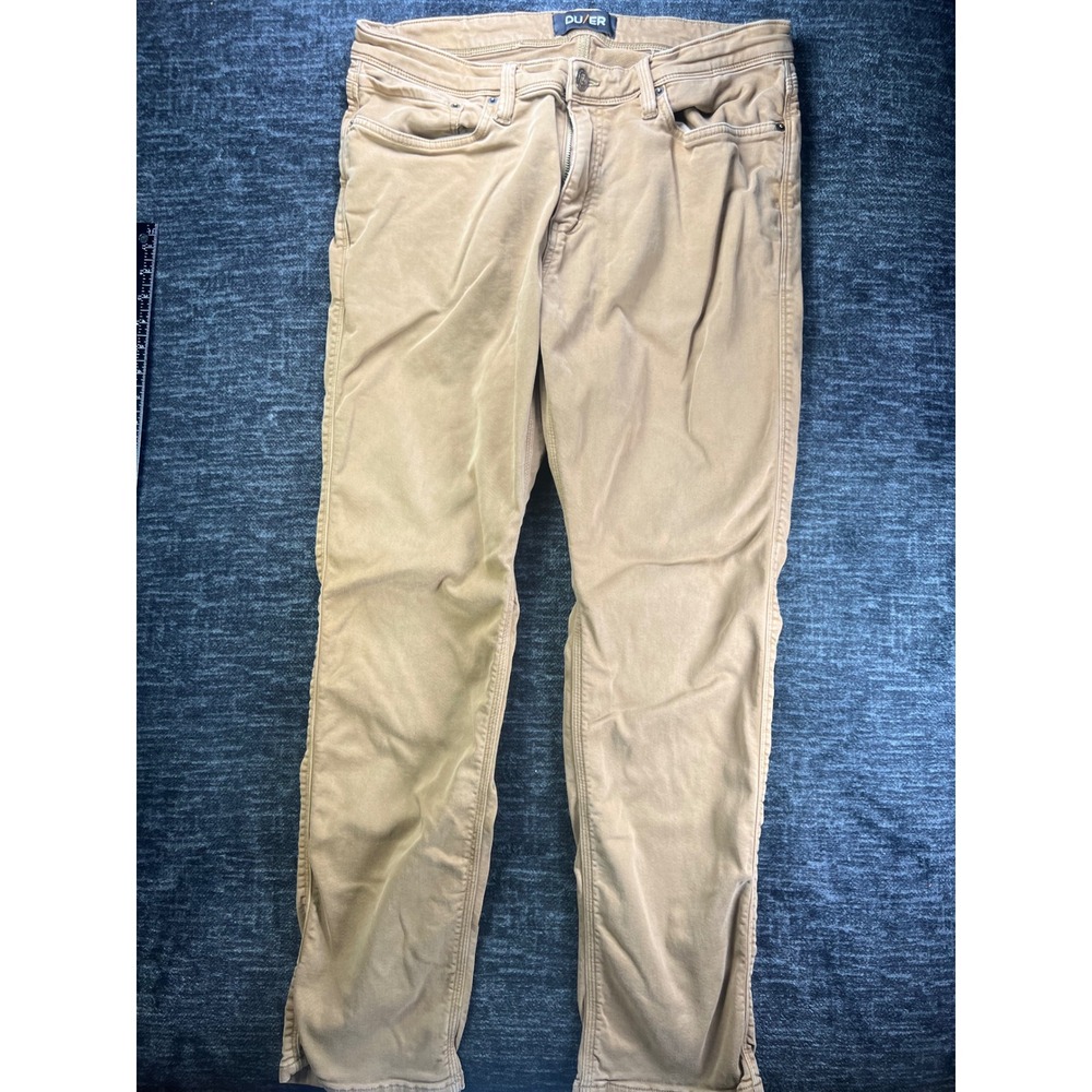 DU/ER Performance Pants Mens 36x32 Tan Pimlico Stretch Cotton Blend 5-Pocket